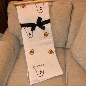 Spooky Night Halloween Candy Corn Ghosts Decorative Throw Blanket